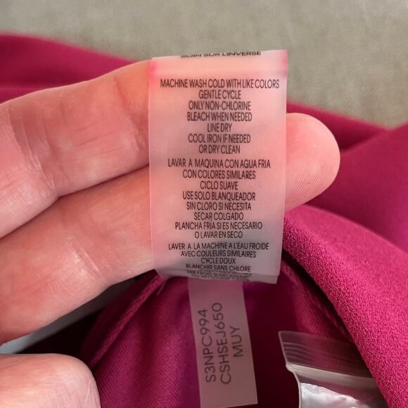 Calvin Klein Side Button Stretchy Mulberry High Rise Wide Leg Trouser Pant 2 NWT - Picture 13 of 15